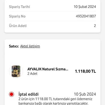 Vodafone Her Şey Yanımda Satın Almadığım Ürünün Parasını İade Etmiyor!