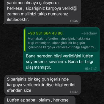 Eledaay Gönderilmeyen Sipariş,... Yerine Konulan Müşteri