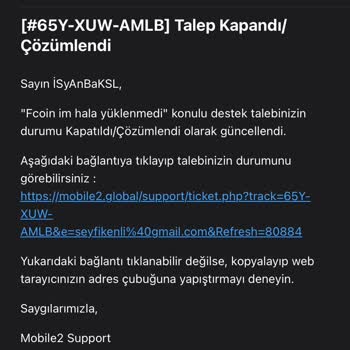 Mobile2 Mobil2Global Fcoin Para İadesi Yapmadı