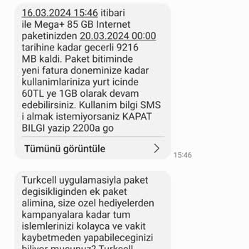 Turkcell Süper Hızda Biten Paket