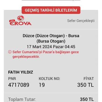 Düzce-Bursa Yolculuğumda Lüks Erova'nın Otobüsü Gelmedi Ve Mağdur Oldum