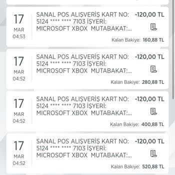 Xbox Habersiz Çekilen Param