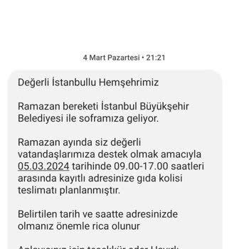 İBB Erzak Kolisi Şikayet