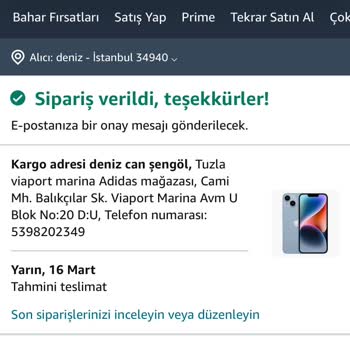 Amazon Güvenlik Sebebiyle Sipariş İptali