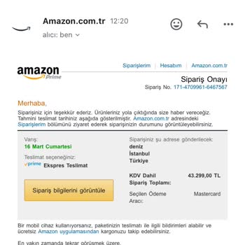 Amazon Güvenlik Sebebiyle Sipariş İptali