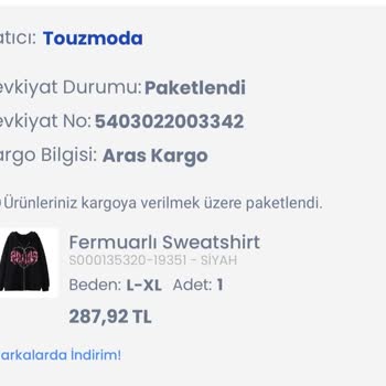 Touz Moda 2 Haftadır Elime Ulaşmayan Sipariş