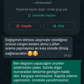 Elfida Moda 2 Defa Ücret Ödemek Zorunda Kaldım. Birinin İadesi Yapılmıyor.