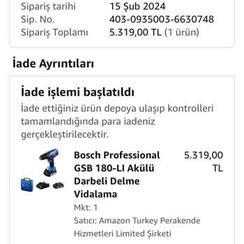Amazon Maddi Zarar Miktarımın İade Edilmesini Talep Ediyorum