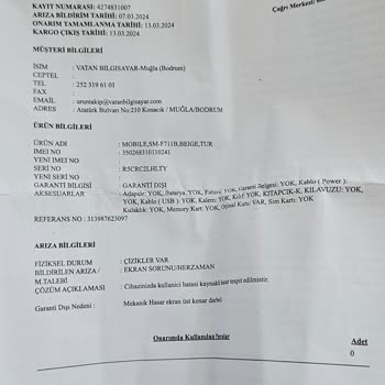 Vatan Bilgisayar Katlanır Telefon Servis Pişmanlığı Ve Garanti Sorunu
