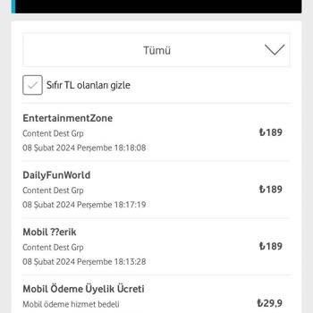Vodafone Eglencecepte Yüksek Fatura Yansıtılması Hakkında!