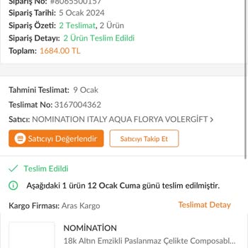 Trendyol Nomination Ürünlerim Teslim Edilmedi