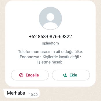 WhatsApp Üzerinden Endonezya Ait Numara Mesaj Attı