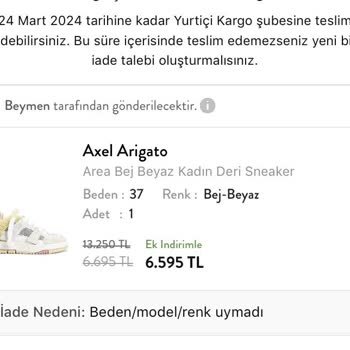 Beymen Axel Arigato İndirim Adı Altında Hatalı Ürün Satışı