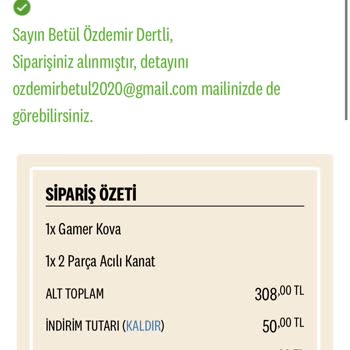 KFC Eksik Ürün Gönderiyor