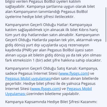 Pegasus 1 Bilet Alana 1 Bilet Bedava Kampanyası Şifre Gelmemesi