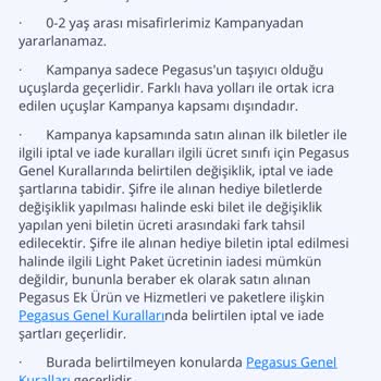 Pegasus 1 Bilet Alana 1 Bilet Bedava Kampanyası Şifre Gelmemesi