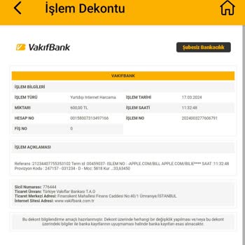 Apple Bilgim Dışında Karttan Harcama Yapılması
