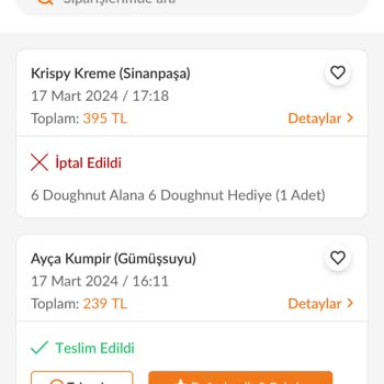 Trendyol Yemek Krispy Kreme (Sinanpaşa) Adreste Bulamamışlar