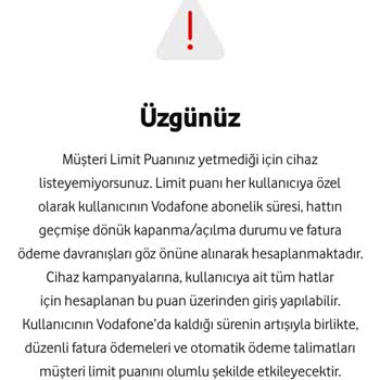 Vodafone Cihaz Puanım Açılmıyor