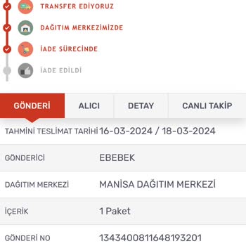 Ebebek Siparişlerim Gelmeden İade Ediliyor