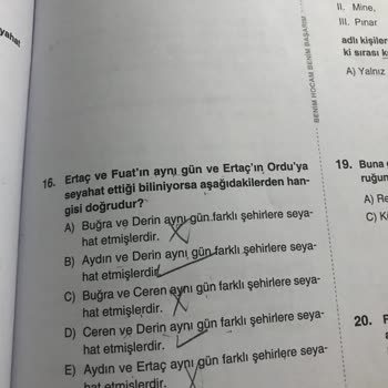 Benim Hocam Yayınevi Soruda İki Şık Doğru