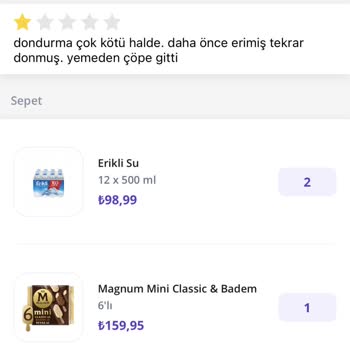 Getir Bozuk Ürün Getirilmesi