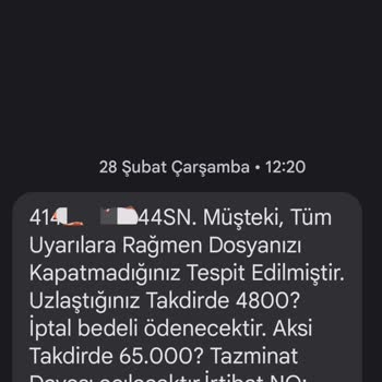 Standartdns (SMS) Borçlu Gösteren Tehdit Mesajları