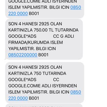 Google Kredi Kartımdan İzinsiz Google.comie Adlı İş Yerinden Para Alındı