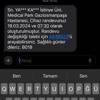 Medical Park Telefonda Yapılamayan Randevu Değişikliği