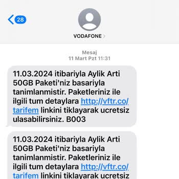 Vodafone Ek Paket Satın Alma Hatası