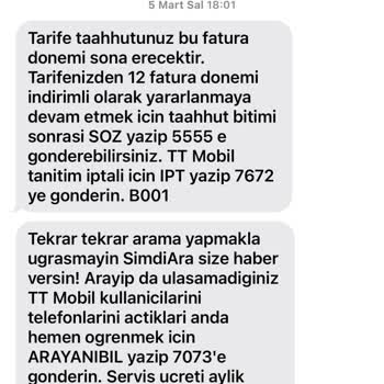 Türk Telekom Mobil Yanlış Bilgilendirme Ve Kullanıcıyı Mağdur Etme