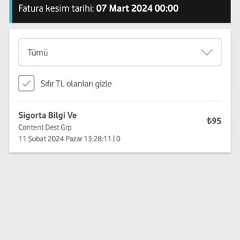 Vodafone Bilgim Ve İznim Dışında Hattıma Content Dest Grp Ödemesi Yansıtılması