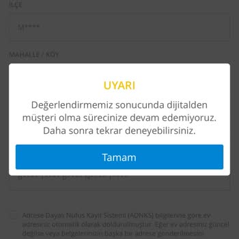 Denizbank Onlinedan Müşteri Olamıyorum