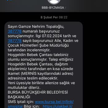 Bursa Büyükşehir Belediyesi Yenidoğan Paketi Teslimatı