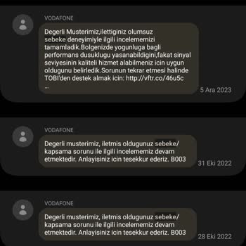 Vodafone Memnuniyetsizlik Şebeke Sorunu İnternet Sorunu