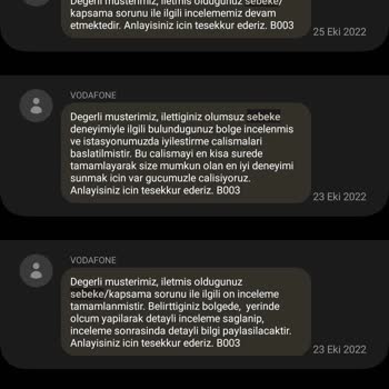Vodafone Memnuniyetsizlik Şebeke Sorunu İnternet Sorunu