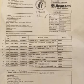 Avansas Eksik Ürünün Tedariki Sağlamadı.