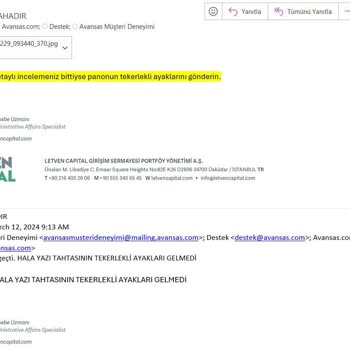 Avansas Eksik Ürünün Tedariki Sağlamadı.