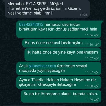 ECA Aylardır Geri Dönüş Yapmayan Müşteri Hizmetleri
