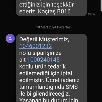 Koçtaş Mobil Sipariş İptali