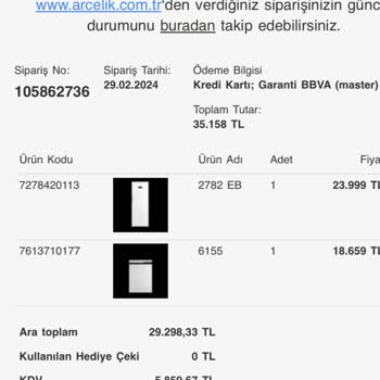 Arçelik Ürün Teslim Edememe