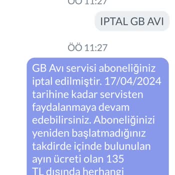 Vodafone GB Avı İptal