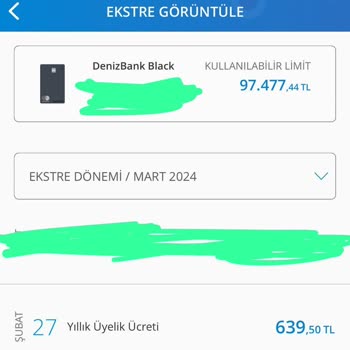 Denizbank Black Card Yıllık Ücret