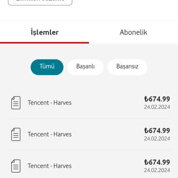 Tencent Games Türkiye Tencent Harves Mobil Ödemeden Aynı Gün 674 TL Çekim Yapması