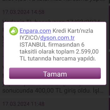 Dyson Ödeme Yapıldı Ama Sipariş Numarası Gözükmüyor