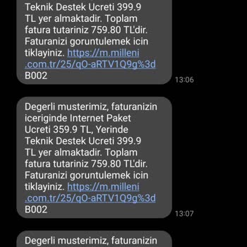 Millenicom Vermediği Yerinde Hizmete Bedel İstiyor.