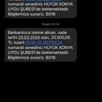 Halkbank Müşterileri Olmamama Rağmen Alakam Olmayan Bir Senet İçin Mesaj Aldım