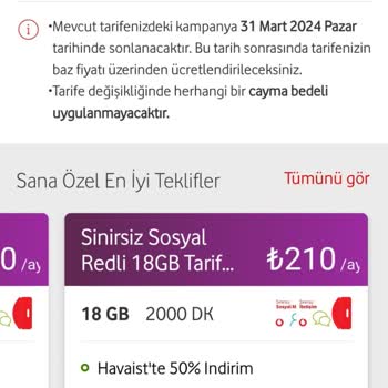 Vodafone Bana Diretilen Paketler