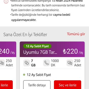 Vodafone Bana Diretilen Paketler