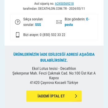Decathlon İade Talebi Ücret Geri Ödenmedi